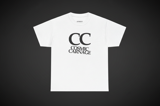 Wrongpop Cosmic Carnage graphic tee — dark background product shot