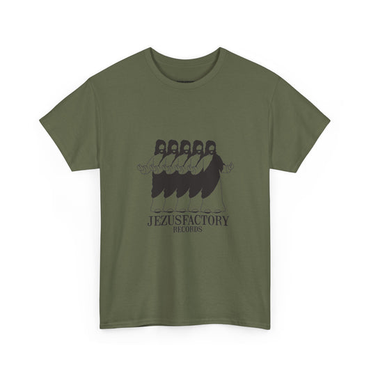 jezus factory records tee (black on green/white)