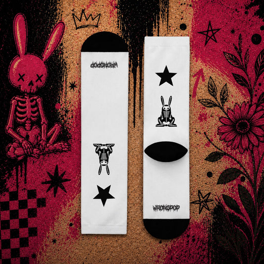 Wrongpop X-Ray Bunny socks black and white — design 1