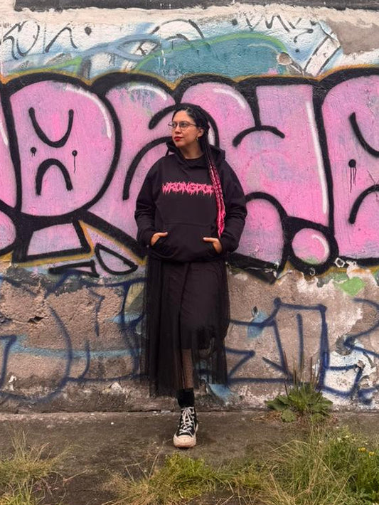 pink logo hoodie