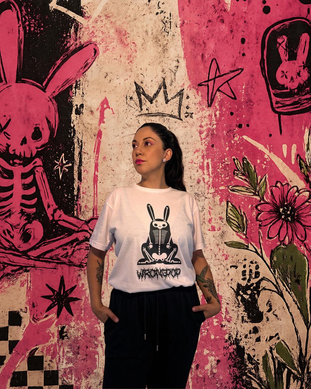 x-ray Bunny (black on white tee)