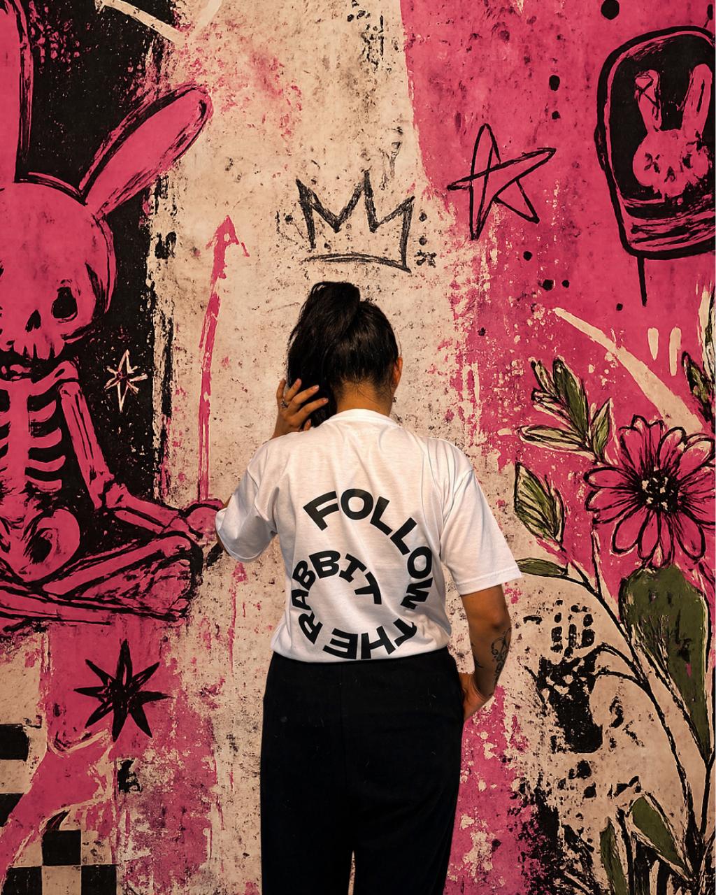 x-ray Bunny (black on white tee)