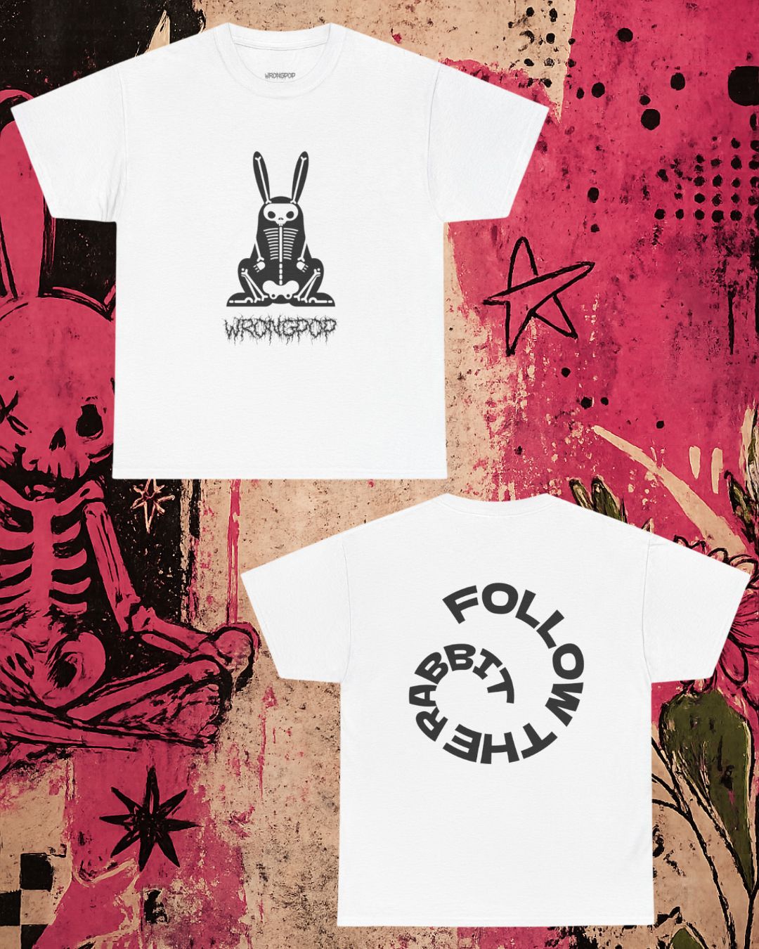 x-ray Bunny (black on white tee)