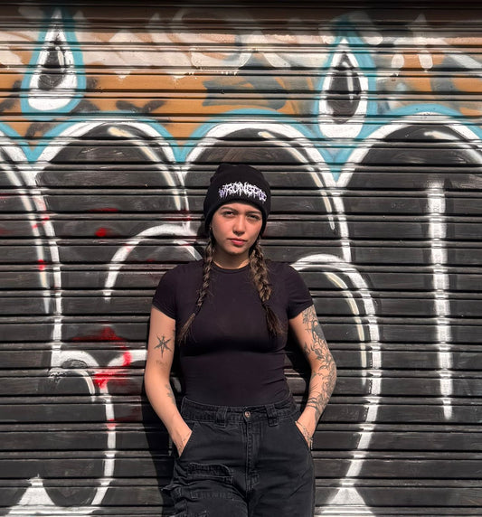 white logo beanie